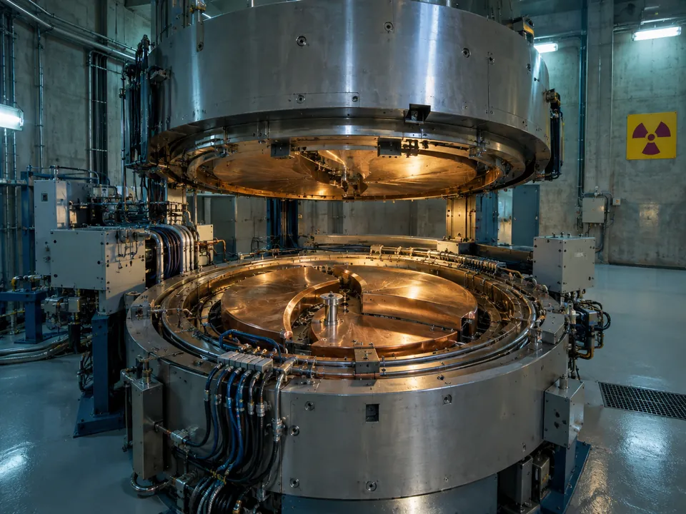 An open cyclotron in an isotope production facility